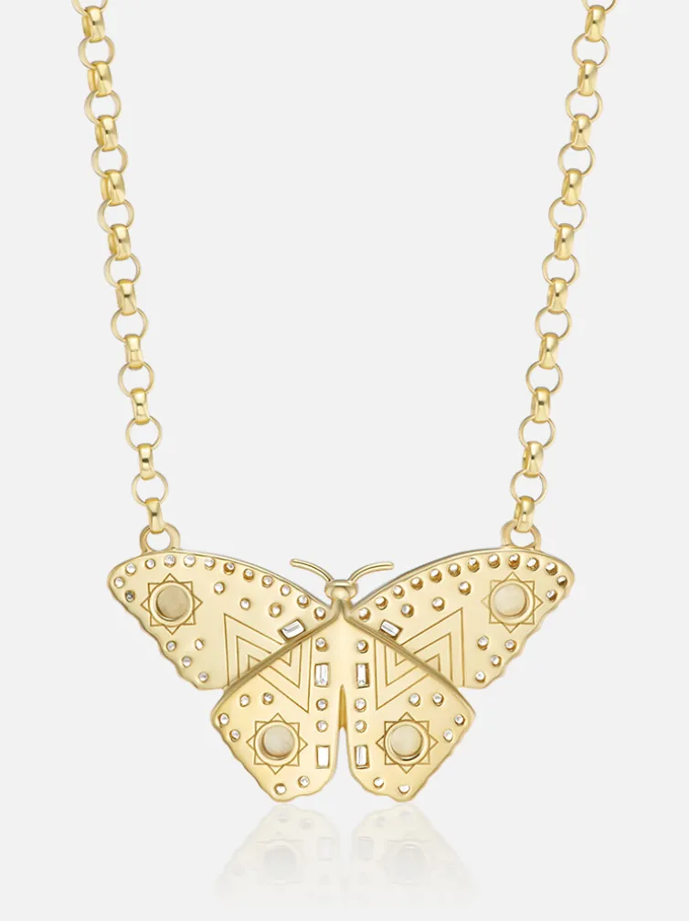 Butterfly Pendant Necklace Pearl