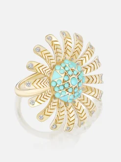 Chubby Sunflower Turquoise Ring