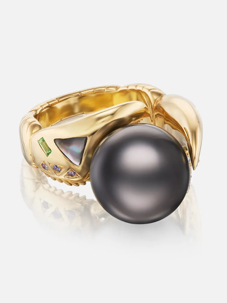 Dark Pearl Claw Ring