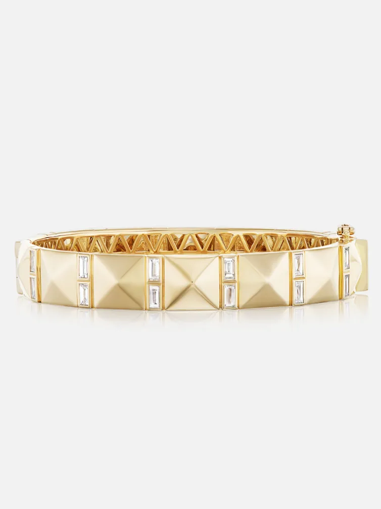Double Baguette Stud Bangle