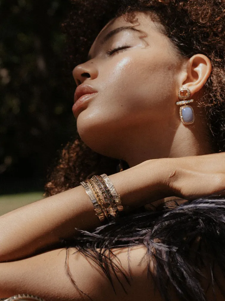 Double Baguette Stud Bangle