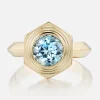 Hexed Aquamarine Ring
