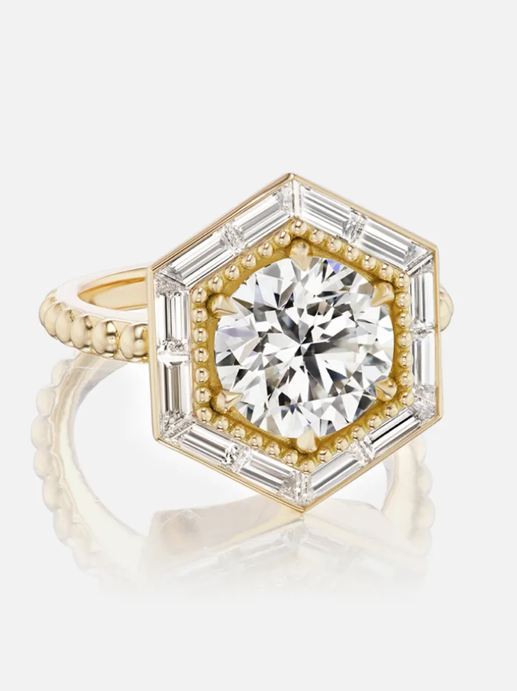 Hexed Baguette Ring