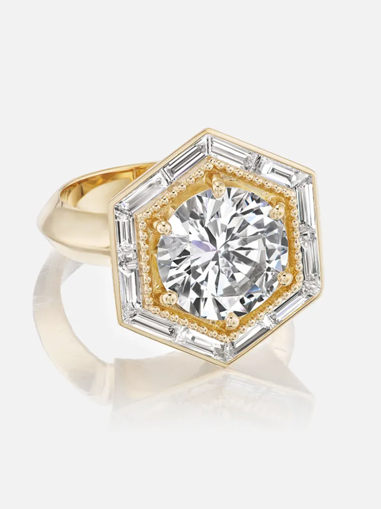 Hexed Baguette Ring