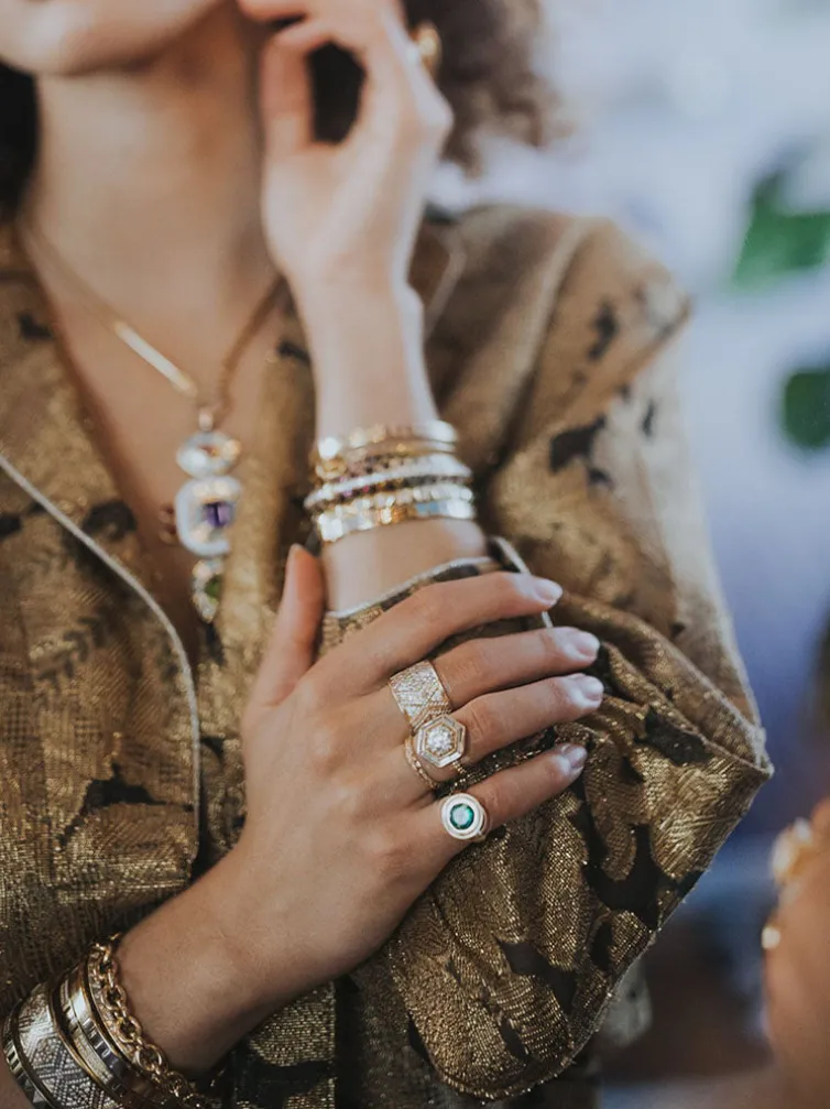 Hexed Baguette Ring