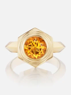 Hexed Citrine Ring