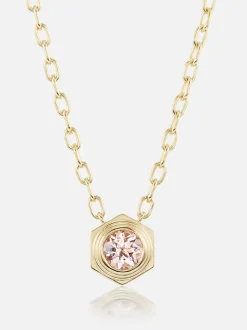 Hexed Morganite Pendant Necklace