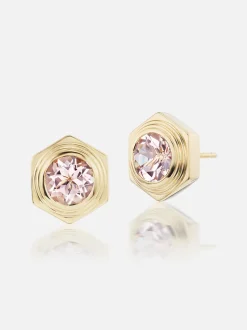 Hexed Morganite Stud Earrings