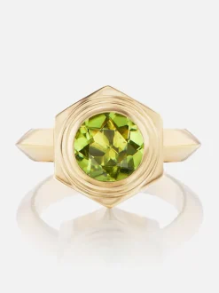 Hexed Peridot Ring