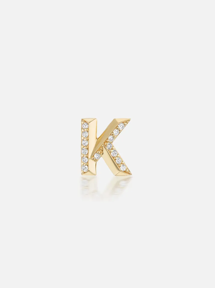 Knife Edge Initial Stud Earring