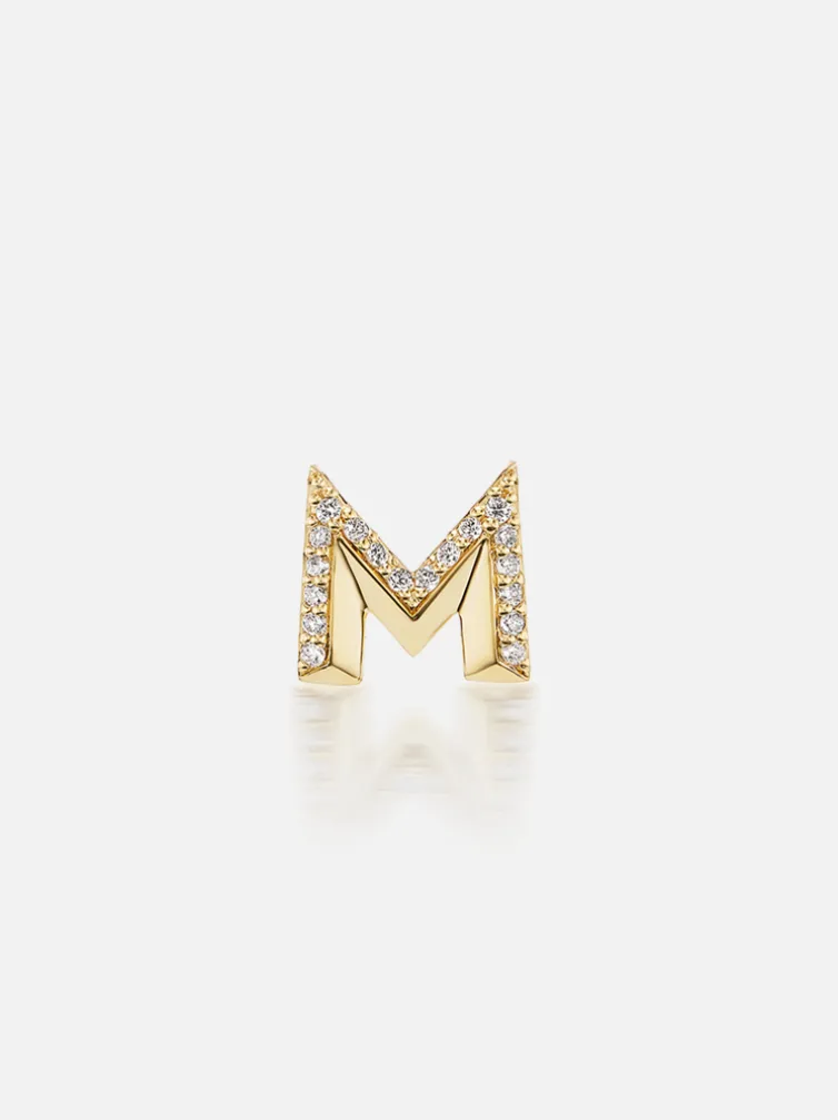 Knife Edge Initial Stud Earring