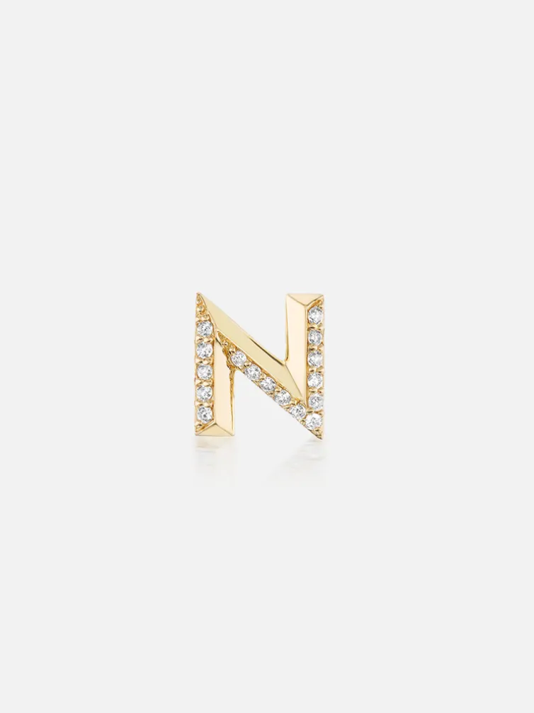 Knife Edge Initial Stud Earring