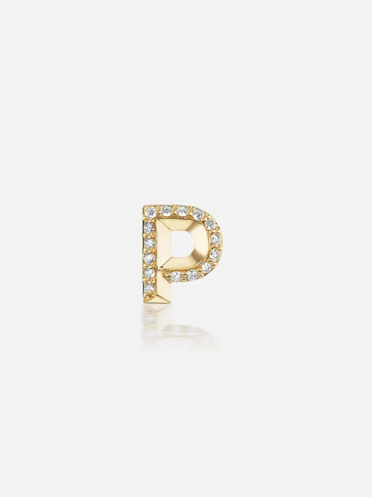 Knife Edge Initial Stud Earring