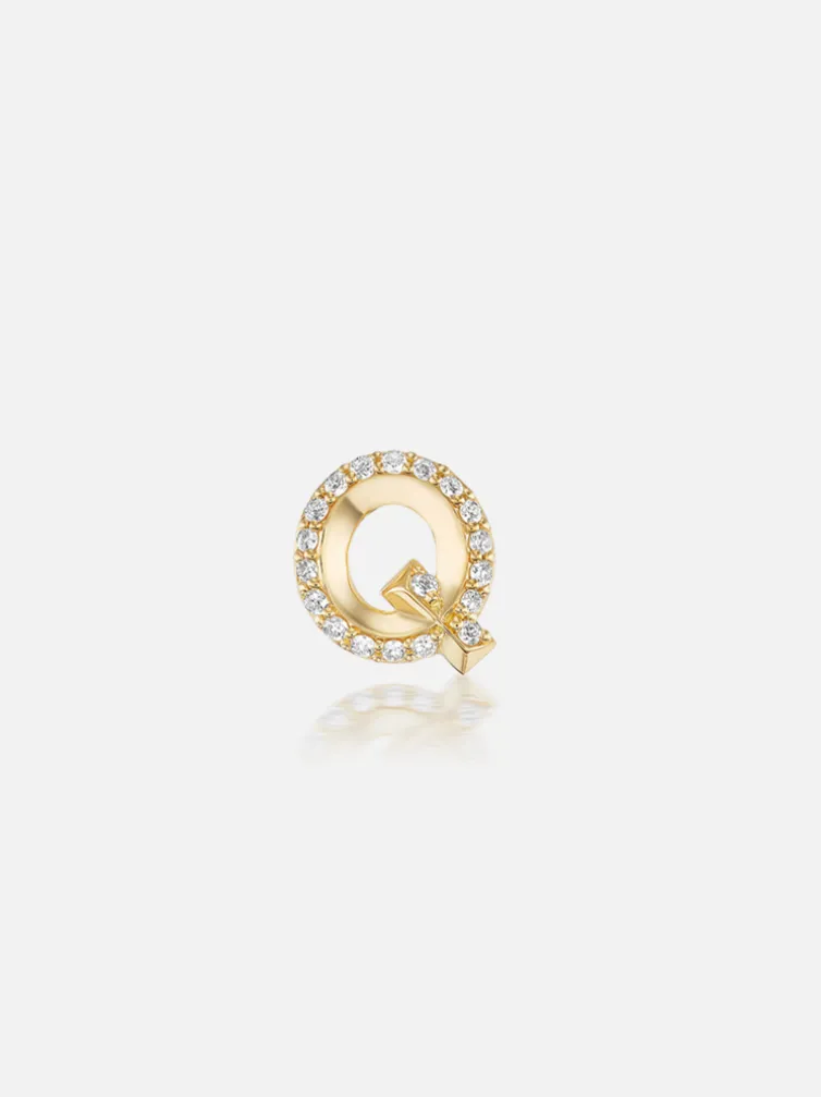 Knife Edge Initial Stud Earring