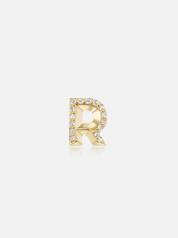 Knife Edge Initial Stud Earring