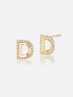 Knife Edge Initial Stud Earring