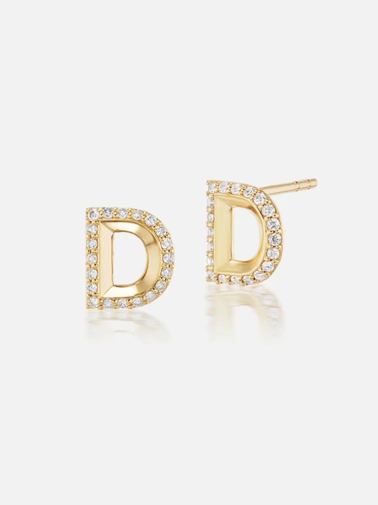 Knife Edge Initial Stud Earring