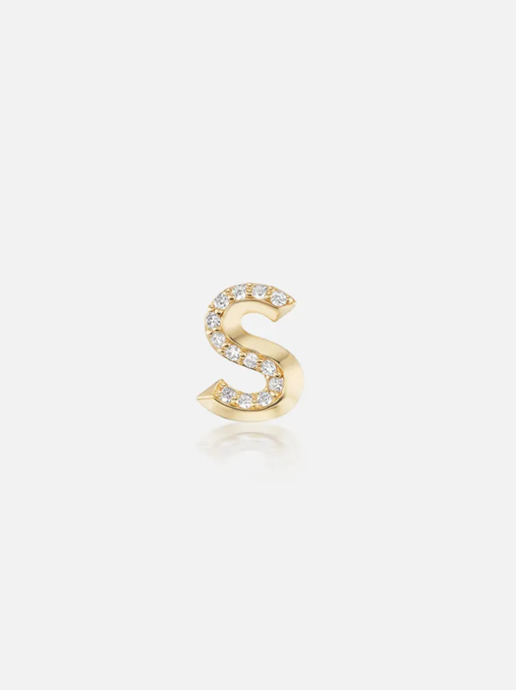 Knife Edge Initial Stud Earring