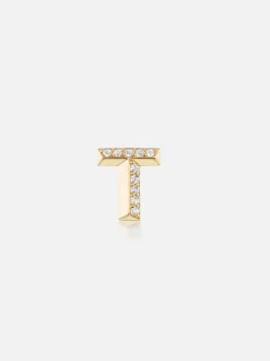 Knife Edge Initial Stud Earring