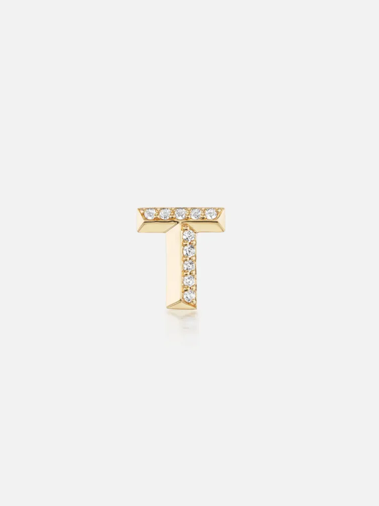 Knife Edge Initial Stud Earring