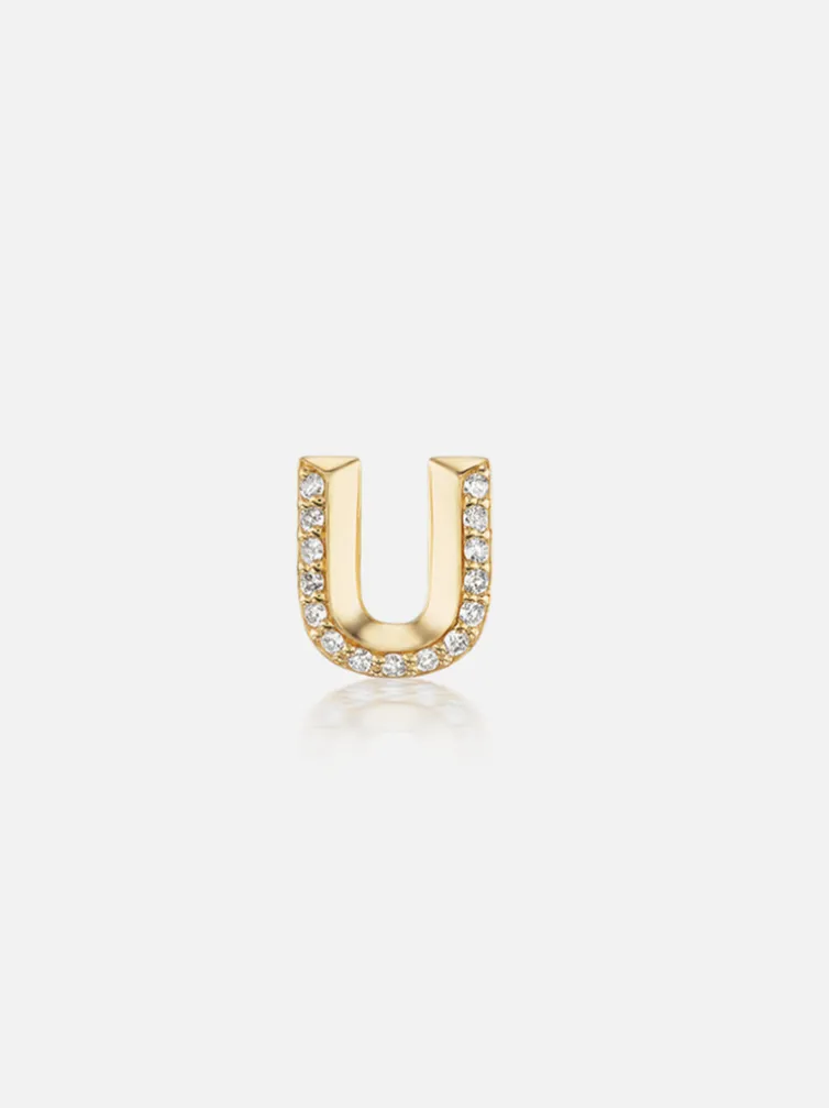 Knife Edge Initial Stud Earring