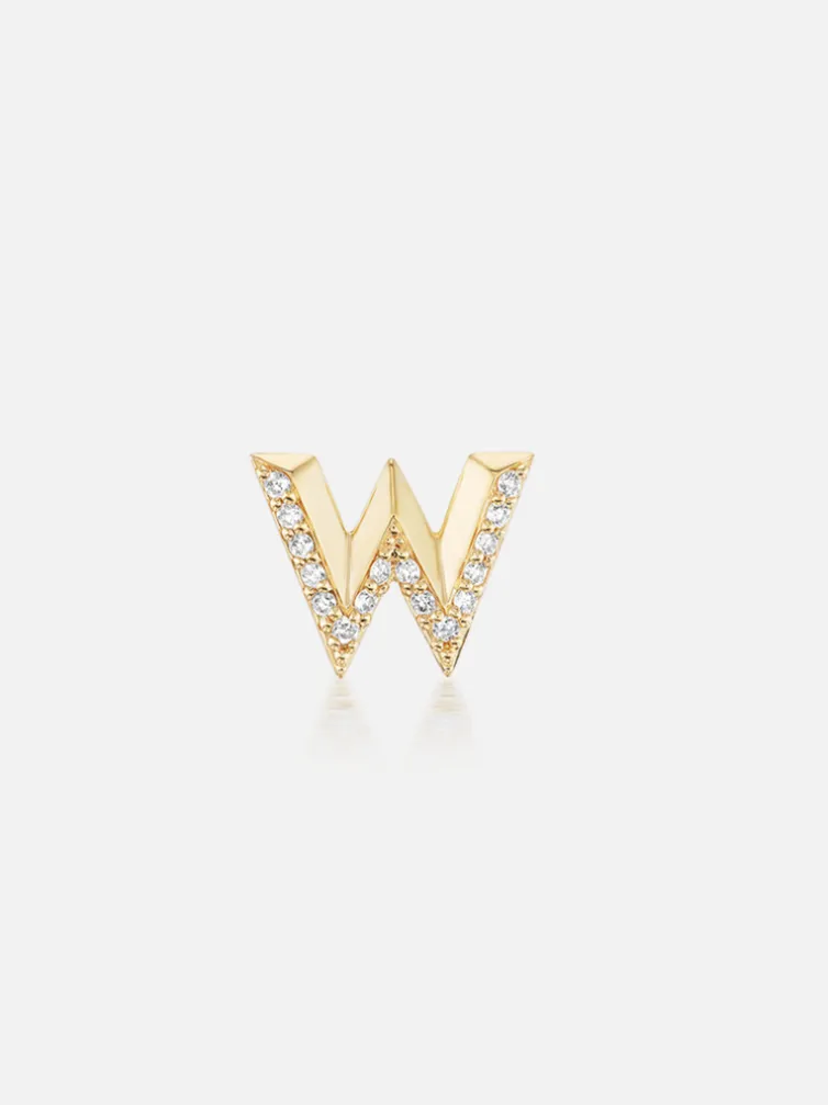 Knife Edge Initial Stud Earring