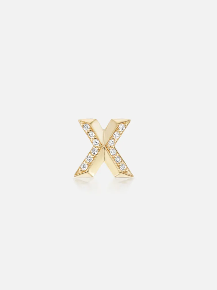 Knife Edge Initial Stud Earring