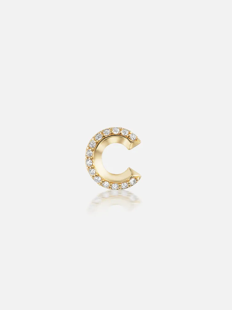 Knife Edge Initial Stud Earring