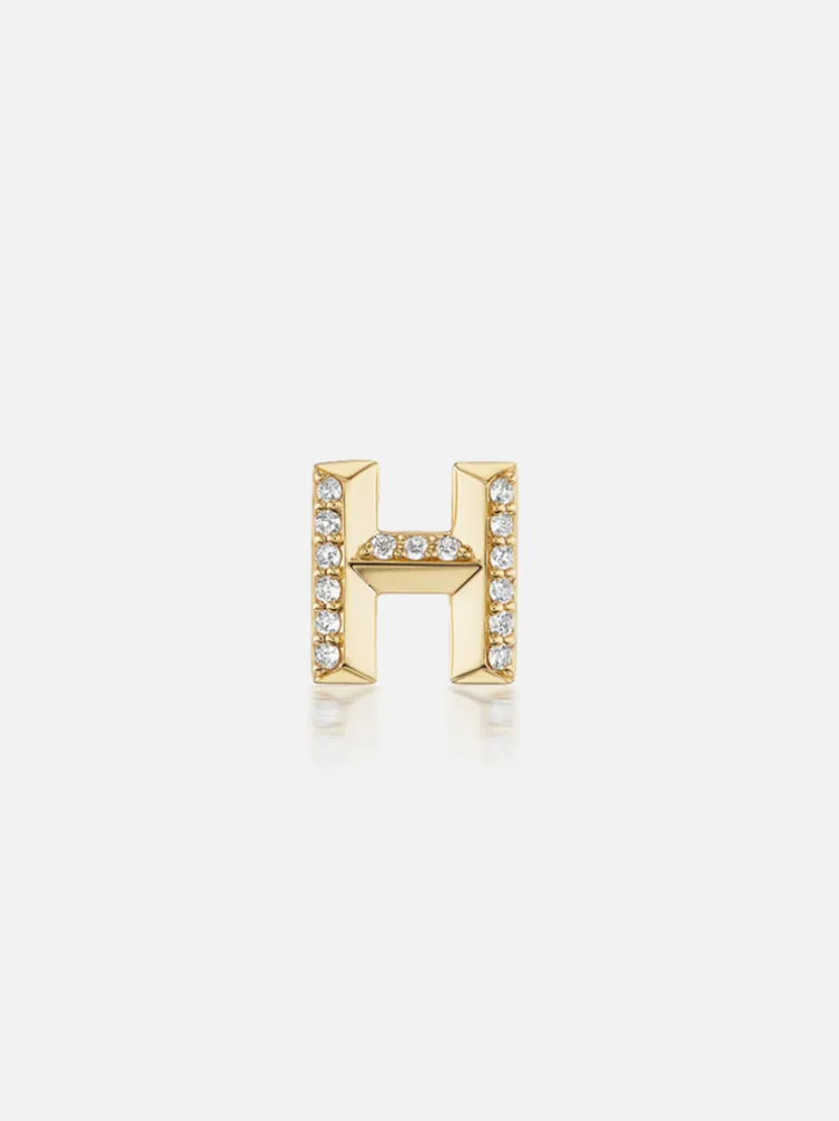 Knife Edge Initial Stud Earring
