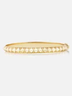 Knife Edge Textured Gold Bangle