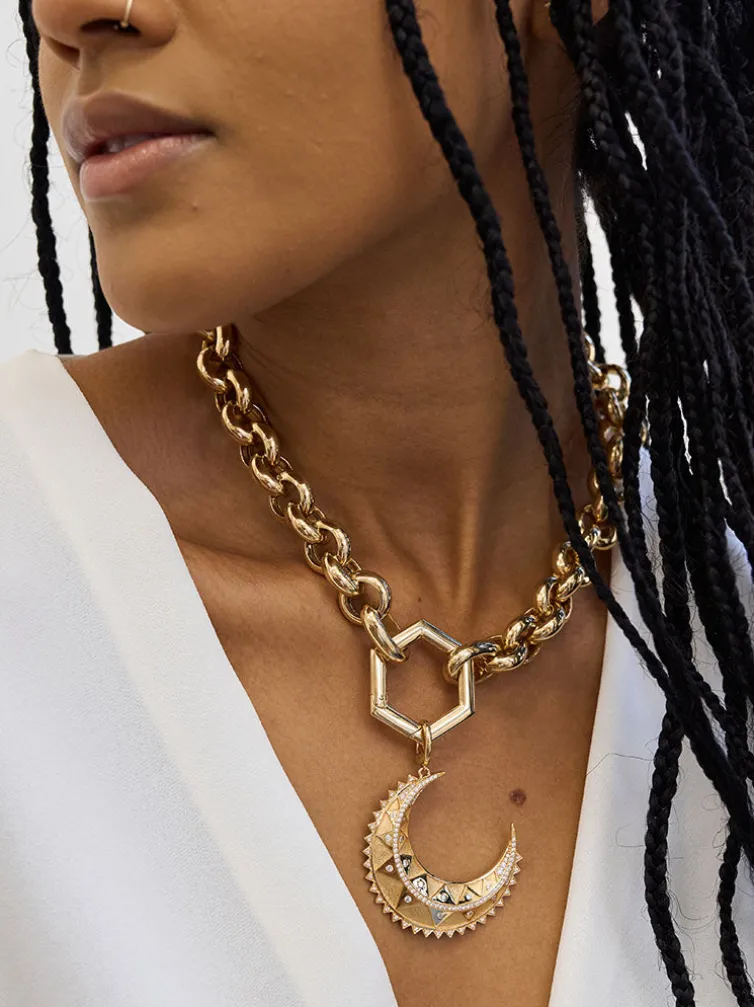 Major Textured Gold Moon Pendant