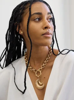 Major Textured Gold Moon Pendant