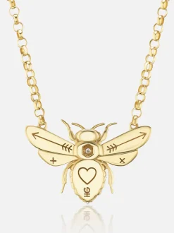 Mini Bee Pendant Necklace Diamond