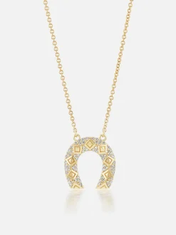 Mini Diamond Horseshoe Pendant Necklace