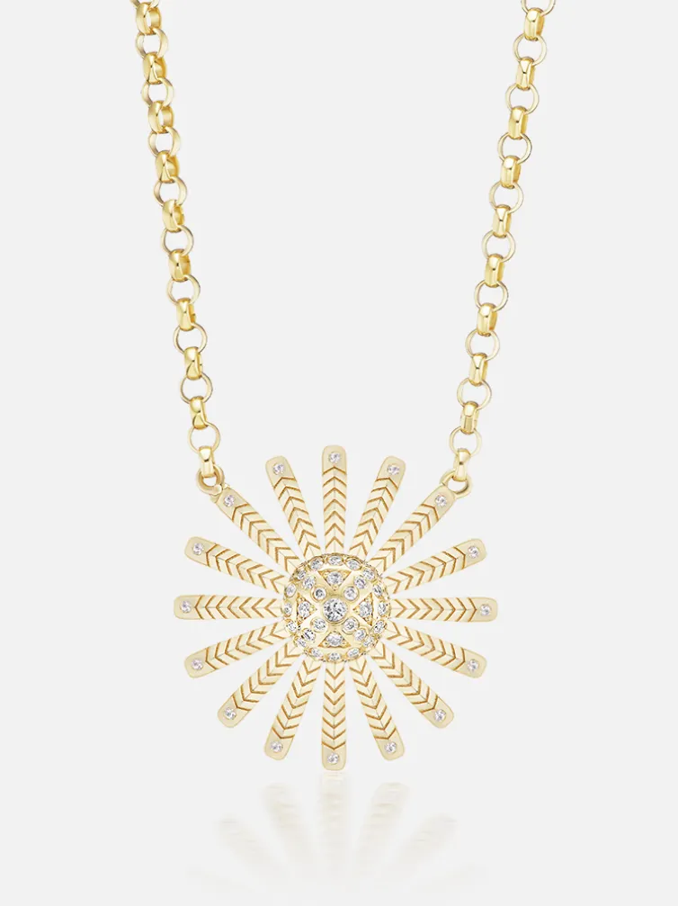 Mini Sunflower Pendant Necklace Diamond