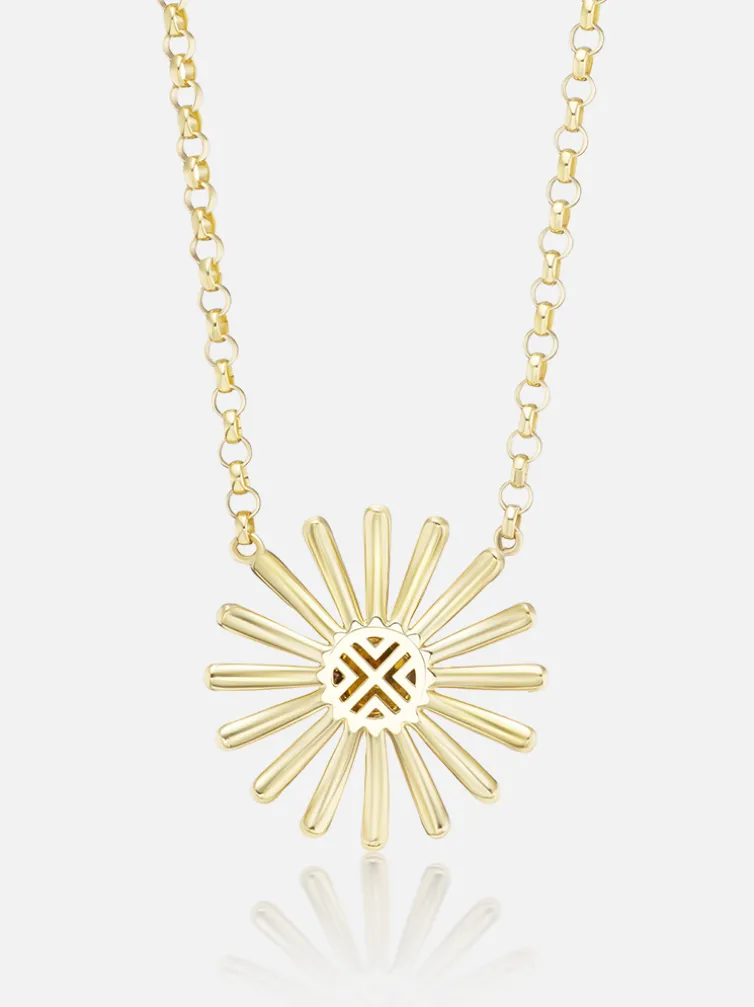 Mini Sunflower Pendant Necklace Diamond