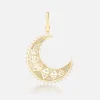 Mini Textured Gold Moon Pendant