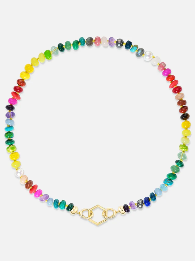 18" Open Bail Rainbow Bead Foundation Necklace