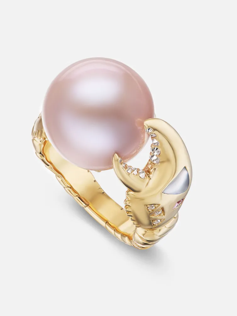 Pink Pearl Claw Ring