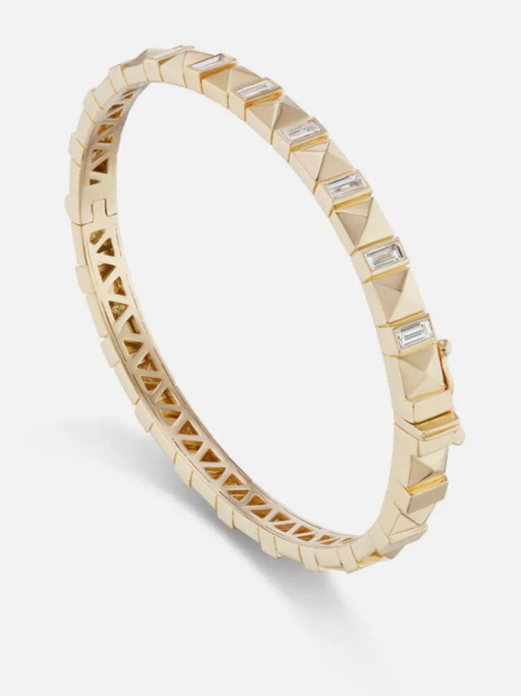 Pyramid Stud Bangle in Diamond