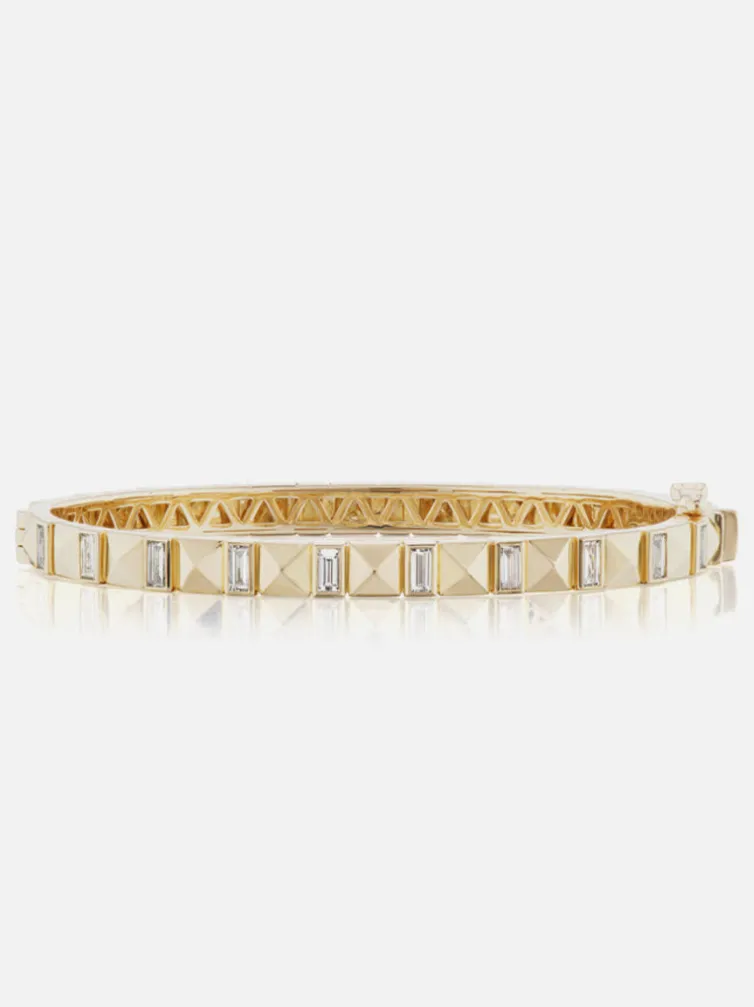 Pyramid Stud Bangle in Diamond