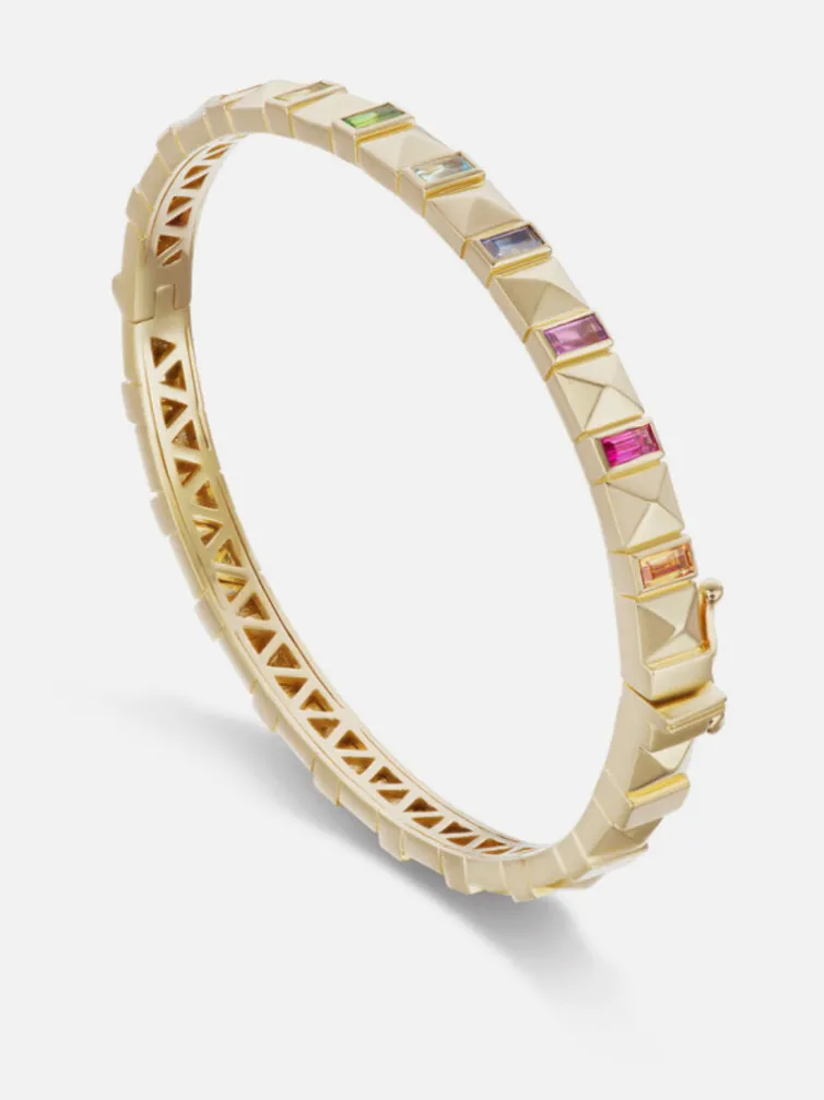 Pyramid Stud Bangle in Rainbow