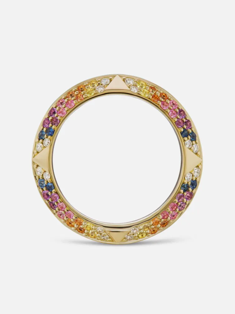 Rosa Pavé Knife Edge Band, Multicolor
