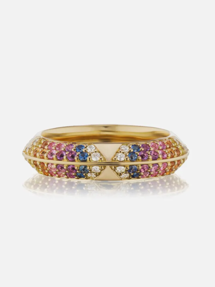 Rosa Pavé Knife Edge Band, Multicolor