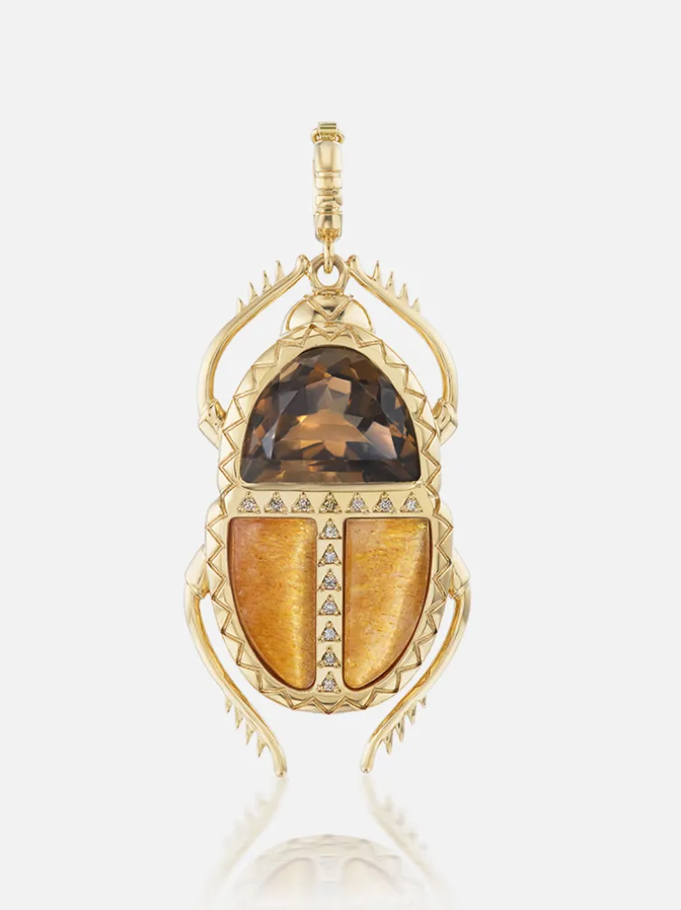 Scarab Pendant Smokey Topaz