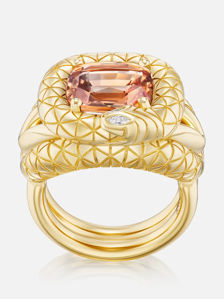Snake Giza Padparadscha Ring