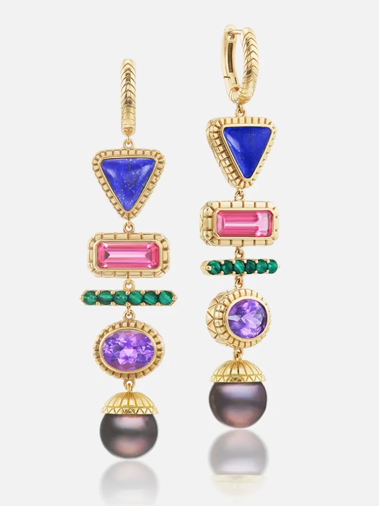 5 Stone Totem Drop Huggies