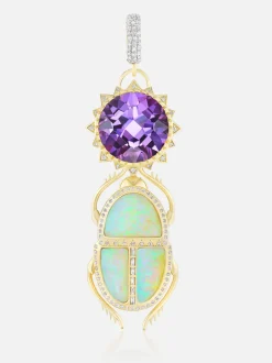 Sun Scarab Pendant Amethyst & Opal
